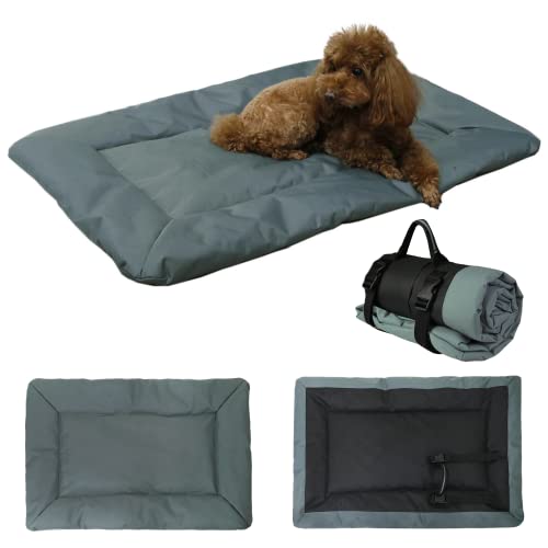 bangminda Hundebett waschbare Hundedecke Hundematte für Reise Camping Outdoor wasserdichte Hundematte für Outdoor Faltbar Große Reisedecke für Haustier, 90x60 cm, Grau