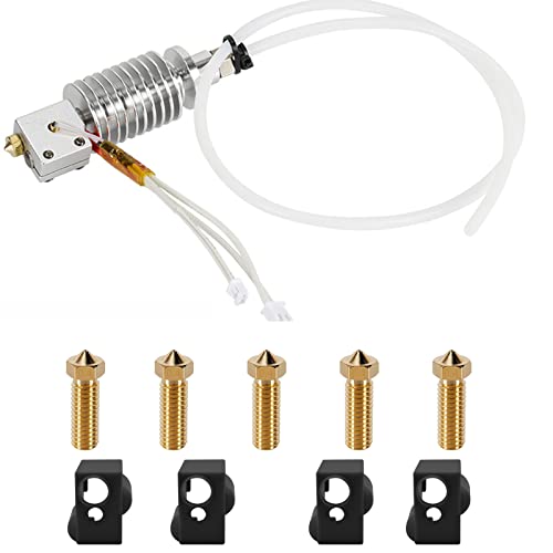 AOMUWKE 3D Drucker Hotend Kit für Vyper, Aluminiumlegierung 24 V V5 J-Kopf Hotend mit 5 Stück 0,4 mm Volcano Düse, 4 Stück Silikon Socken für Anycubic Vyper FDM 3D Drucker