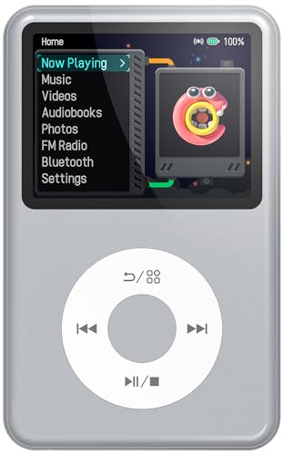 Innioasis Y1 Kinder MP3 Player - Zeitlose Klasse: 128 GB, Bluetooth, Video-Player, Hörbücher, FM-Radio und Touch Wheel-Steuerung (Silber)