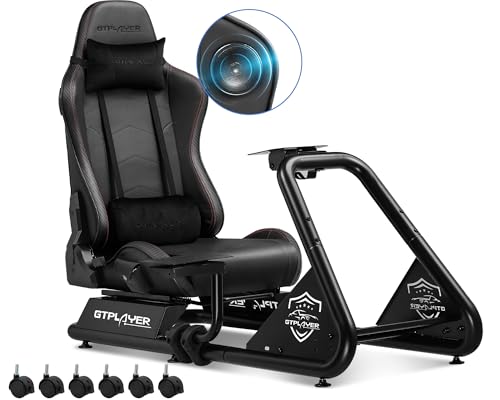 GTPLAYER Simulator Cockpit, SIM Racing Cockpit, rennsimulator lenkradständer mit Lautsprechern, Lenkrad und Pedalablage