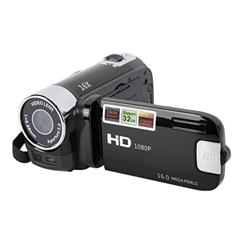 Digitalkamera, 2,7-Zoll-TFT-16-MP-16-fach-Zoom-HD-Vlogging-Kamera, 1020-mAh-Videokamera-Camcorder, für Anfänger und Kinder (Schwarz)