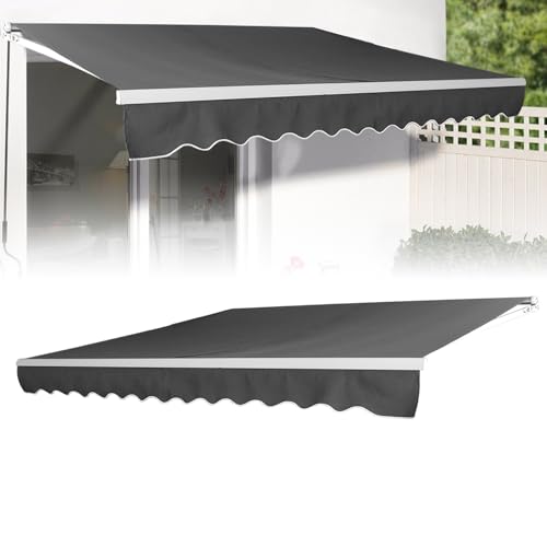 LZQ Klemm Markisen Balkon Sonnen Gelenkarmmarkise Handkurbel,Sonnenschutz Wasserdicht Staubdicht Höhenverstellbar Dunkelgrau(Dunkelgrau,2.5 * 2M)