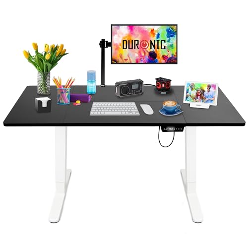 Duronic CD160 WK Höhenverstellbarer Schreibtisch, Computertisch für Büro und Gaming, elektrischer Schreibtisch mit USB Port, 160 x 60 cm Sitz-Steh-Schreibtisch, Höhenverstellbar von 72 bis 118 cm
