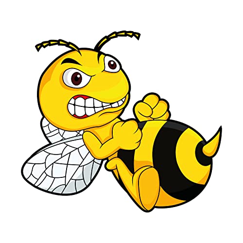 Aufkleber Böse Biene Angry Bee I 15 x 13 cm groß I gelber Sticker Wespe nach rechts I für Auto LKW Motorrad Moped Mofa Roller Helm Notebook Laptop I wetterfest - kfz_511
