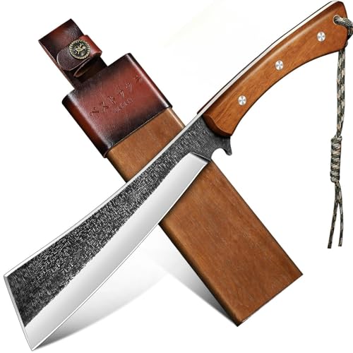 Freelander Machete Outdoor Survival Messer, Feststehende Klinge mit Holzscheide, Full Tang Bushcraft Machete mit Holzgriff für Camping, Wandern, Geschenk für Männer Outdoor