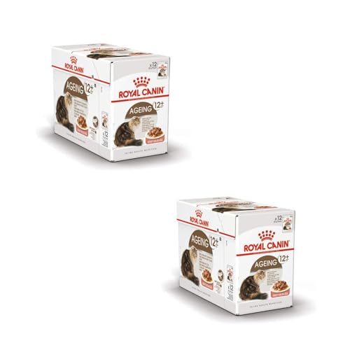 Royal Canin Ageing 12+ in Soße | Doppelpack | 2 x 12 x 85 g | Alleinfuttermittel für Senior Katzen ab dem 12. Lebensjahr | Kann die Gesundheit der Nieren und Gelenke unterstützen