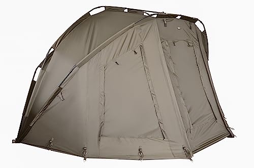MK-Angelsport 5 Seasons 3,5 Mann Angelzelt Bivvy – Wasserdicht 10.000 mm, schneller Aufbau, 1,8 m Höhe, Moskito- & Klarsichtfenster, inkl. Bodenplane & Tragetasche