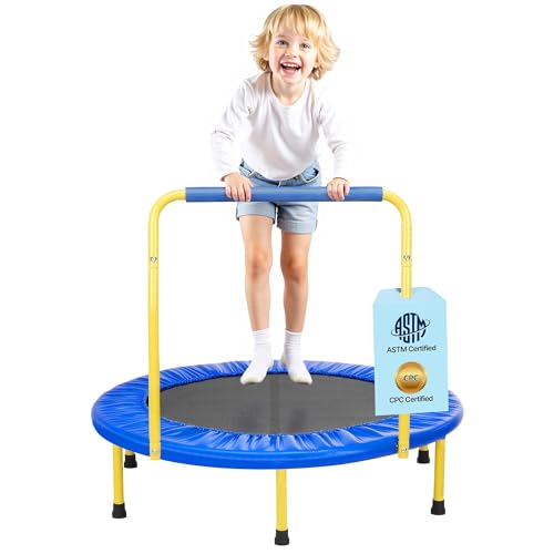 VEVOR Trampolin Gartentrampolin Ø 91 cm, Klappabrer Fitness Trampolin 60 kg Gewichtstragfähigkeit, Kindertrampolin Indoor/Outdoor/Garten/Drinnen Blau