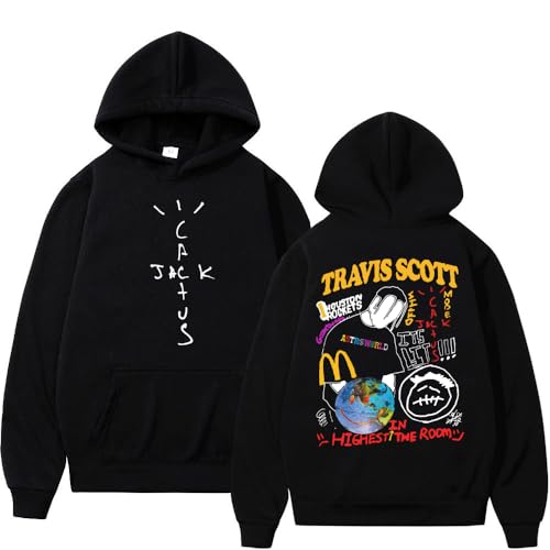 DPMTBD Kapuzenpullover Herren Travis Hoodie Hip Hop Scott Men's Hooded Pullover, Hoody, Sweatshirt, Fans Bekleidung-Black||l