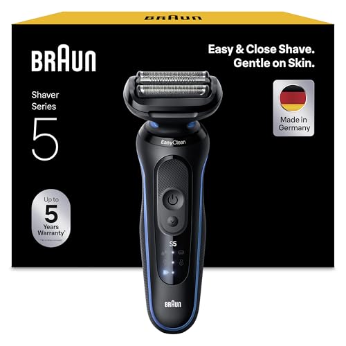 Braun Series 5 Elektrorasierer Herren, Rasierapparat mit 50 Min. Akkulaufzeit, Kabelloser Nass- und Trockenrasierer für Männer, Wasserdicht, Made in Germany, 52-B1000s, Blau