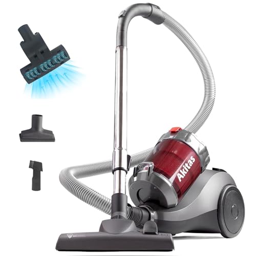 Akitas 800W Beutelloser Staubsauger: Starke Saugkraft, Deutscher Wessel-Werk 2-in-1-Bürstenkopf (Hartböden/Teppiche) + Turbo-Haarbürste für Haustiere