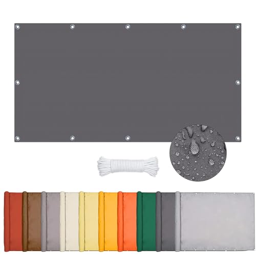 Sonnensegel Wasserdicht, Sonnensegel Rechteckig Mit Ösen, Markisenstoff UV Schutz 95%, Segeltuch Sonnenschutz Balkon Terrasse Mit Seil, Für Innenhof, Rasen, Garten, Park (Dunkelgrau, 3 * 4m)