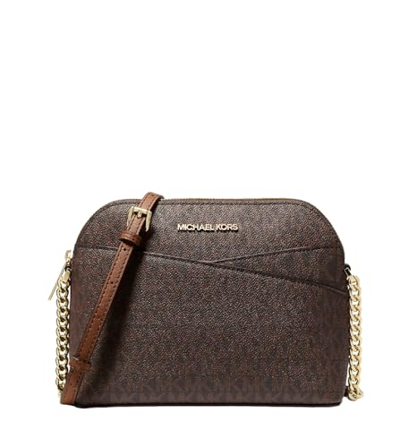 Michael Kors Jet Set Medium Crossbody Leather Handbag (BROWN)