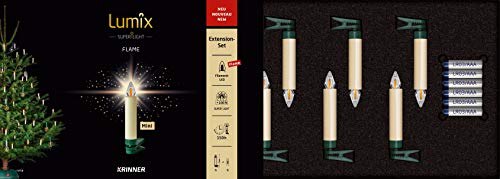 Lumix® SuperLight Flame Mini Elfenbein kabellose LED Christbaumkerzen Warmweiß 9cm ohne Fernbedienung, 4h Ein-/Ausschaltfunktion für Weihnachtsbaum 6er Erweiterungs-Set 77132