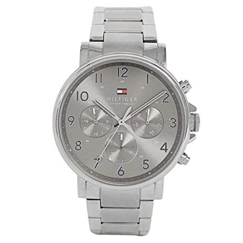 Tommy Hilfiger Multi Zifferblatt Quarz Uhr für Herren mit Silbernes Edelstahlarmband - 1710382