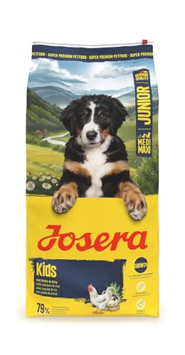 JOSERA Junior Kids Huhn & Reis (1 x 12,5 kg) | Premium Trockenfutter für wachsende größere Hunde | zur Aufzucht & optimalen Versorgung größerer Welpen ab der 6. Lebenswoche | glutenfrei | 1er Pack