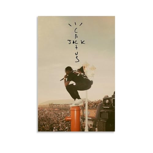 Hotoice Travis Poster Scott Rapper, Retro-Musik, Vintage-Cover-Poster für Zimmer, ästhetische Leinwand, Wandkunst, Schlafzimmerdekoration, 30 x 45 cm