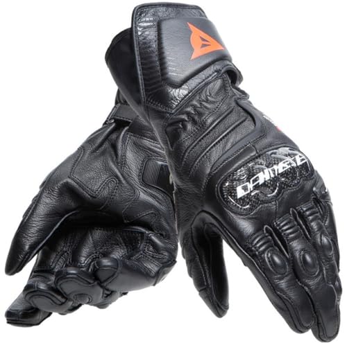 Dainese - Carbon 4 Long Gloves, Lange Sport-Motorradhandschuhe aus Leder, Knöchelschoner aus Carbon, Mann, Schwarz/Schwarz/Schwarz, M