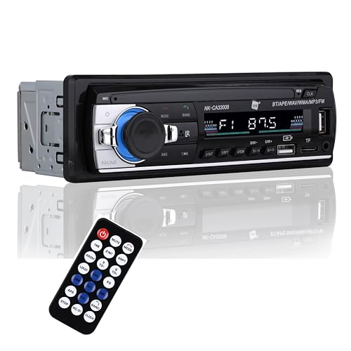 NK Autoradio Auto Coche, 1 DIN- 4x40W, Bluetooth 5.0 und AUX Funktion, MP3 Spieler und Doppel-USB, FM Stereo Sound, Freisprechfunktion, Remote Control, LCD Bildschirm, iOS & Android Kompatibilität