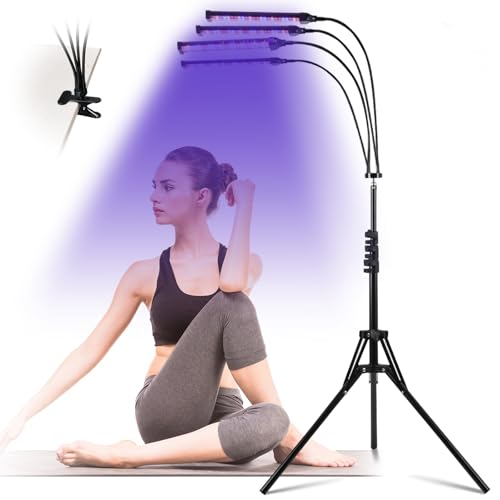 Bräunungslicht Solarium Portable Tanning Lamp für Home Gesichtsbräunung Tageslicht für Gesicht und Körper für zu Hause with Adjustable Stand and Hanging Hooks (Lila)