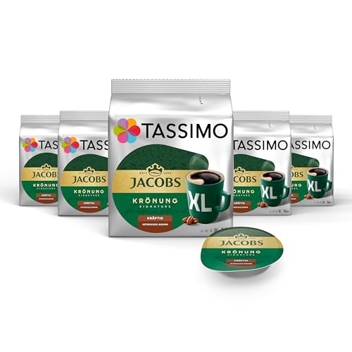 Tassimo Kapseln Jacobs Krönung Kräftig XL, 5 x 16 Pads, 80 Kaffeekapseln