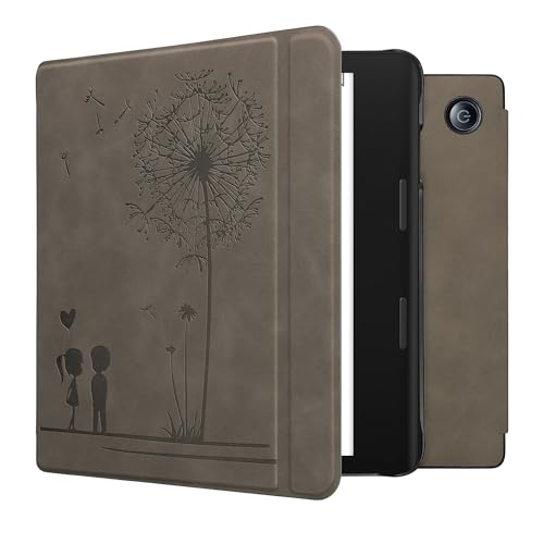 kwmobile Hülle kompatibel mit Tolino Epos 3 Hülle - Kunstleder Cover - Pusteblume Love Grau