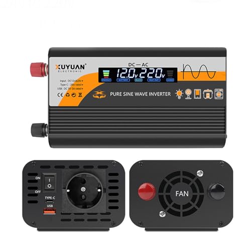 800w Wechselrichter 12v Auf 220v Reiner Sinus Spannungswandler, Mit 1 EU-Steckdose Und 2 USB Autoladegerät, Dc Sinus Wechselrichter Stromumwandler Mit Zigarettenanzünderstecker