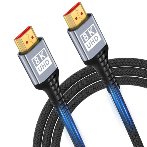 HDMI 2.1 Kabel 3Meter 10K 8K,48Gbps Ultra Highspeed HDMI Kabel 10K 8K@60Hz 4K@120Hz 7680P,HDMI 2.1 Unterstützt HDR10 eARC 3D HDCP 2.2&2.3,Kompatibel Mit PS5/4 X-Box HDTV Blu-ray Player/Monitor/Laptop