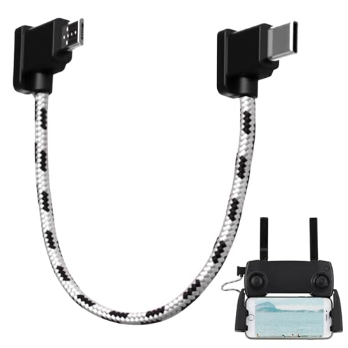 Micro-USB auf Typ-C Fernsteuerung Kabel für Drohnen, Micro AB auf USB C Nylonkabel 14.5cm Rechter Winkel Datenübertragungskabel OTG Handy Draht für DJI Mavic Mini/SE/Air/Pro/Spark DJI Phantom 3