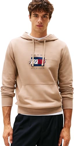 Tommy Hilfiger Herren Hoodie Linear Flag Graphic aus Baumwolle, Beige (Coastal Taupe), M