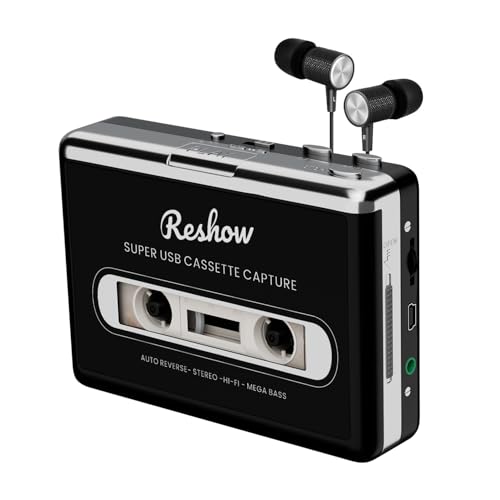 Reshow Tragbarer Kassettenspieler MP3-Audio-Musik über USB aufnehmen & Bandkassetten in MP3-Format konvertieren