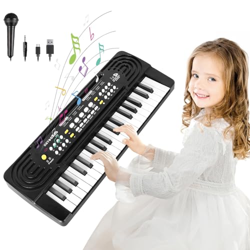 Elektronische Keyboard für Kinder ab 3 4 5 6 7 8 Jahren, 37 Tasten Kinderklavier mit Mikrofon, Mini Piano Musikinstrumente kinder ab 3 Jahre, Geschenke für Jungen/Mädchen
