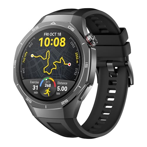 HUAWEI Watch GT 5 Pro 46 mm Smartwatch, Kunstvolles Design,Sportfunktionen auf Profi-Niveau, Health-Tracking, EKG, bis zu 14 Tage Akku, GPS, iOS & Android, +6 Monate erweiterte Garantie, Schwarz