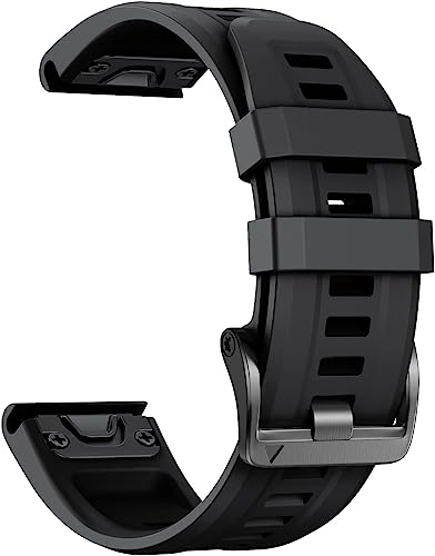 NotoCity 22mm Quick Fit Armband Kompatibel Mit Garmin Fenix 7/5/6/8/e, Fenix 5 Plus/6 Pro/7 Pro - Silikon-Ersatzarmband, Schwarz