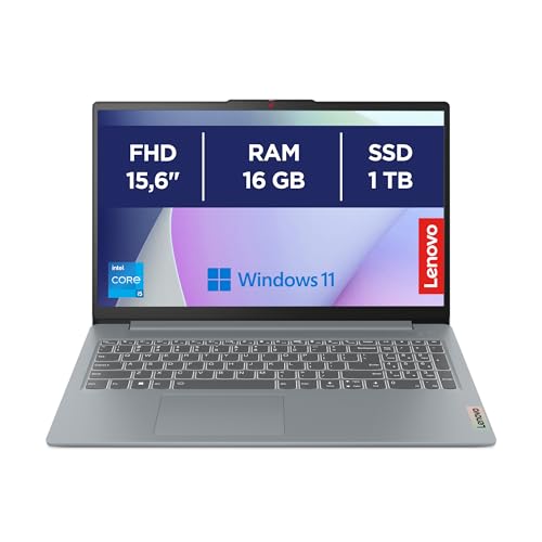 Lenovo IdeaPad Slim 3 Gen 8 Notebook, 39,6 cm (15,6 Zoll), FHD, Intel Core i5-13420H, 16 GB RAM, 1 TB SSD, Wi-Fi 6, Win11 Home, QWERTY-Testoffice Spanisch, Grau, 3 Monate Xbox Game Pass enthalten