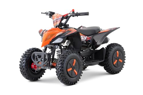 Nitro Motors Replay Mini Quad 49cc 2 Takt Kinderquad ATV 6 Zoll Snowy Profile L Reifen Alu Easy Starter stufenlos drosselbar Automatik Kette Scheibenbremsen Sportauspuff bis 40 kmh (orange)