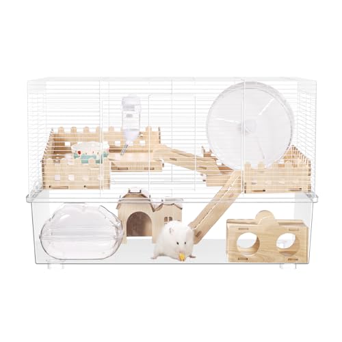 BUCATSTATE Hamsterkäfig mit Zubehör, 3 Level Kleintierkäfig für Rennmäuse, Mäuse und Zwerghamster (62 cm L x 43 cm B)