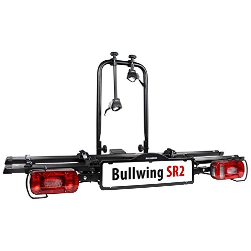 Bullwing SR2 - Fahrradträger für 2 Fahrräder auf die Auto Anhängerkupplung abklappbar (Rahmenhalter,Radstopper,Gurt)