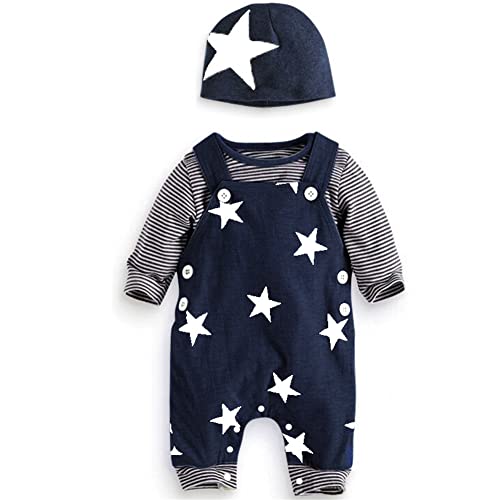 SFreeBo Baby Jungen Kleidung Winter Babykleidung Outfit Set Langarm Baumwolle Gestreiftes 3PCS Neugeborenes Babykleidung Jungen 3-6 Monate