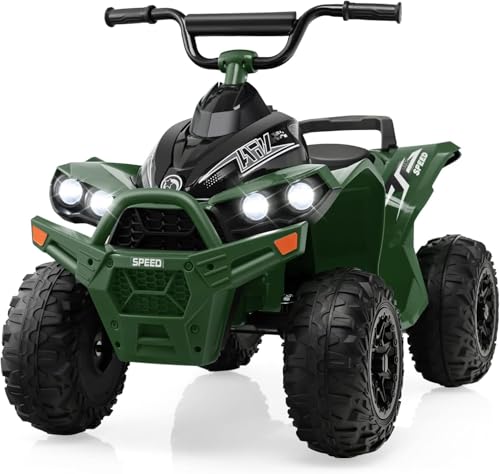 DREAMADE Kinderquad ATV, 12V Elektroquad mit LED-Lichtern,Hupe, Musik & Ladegerät, 2,15-4,3 km/h, Elektrofahrzeug für Kinder 3-8 Jahre (Grün)