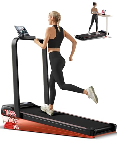 CURSOR Walking Pad mit Steigung 15%, Laufband mit Steigung für Zuhause und Dreifacher Dämpfung und Fernbedienungen, Laufbänder Max. Belastung 136KG