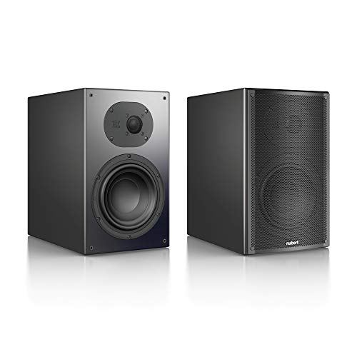 Nubert nuLine 34 | Schwarzes Regallautsprecherpaar | 2 Stück Kompaktlautsprecher | Lautsprecher für Stereo | Heimkino & HiFi Qualität auf hohem Niveau | Passive Regalboxen mit 2 Wegen Made in Germany