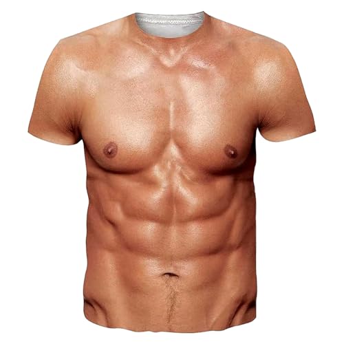 2026 Herren T-Shirt mit 3D Muskelauf Druck Tee Shirt Sommer Beiläufige Grafik Kurzen Ärmeln Tops Lustiges Fake Muscle Suit Casual Sport Kleidung Männer Streetwear Gedruckt Muskelkleidung