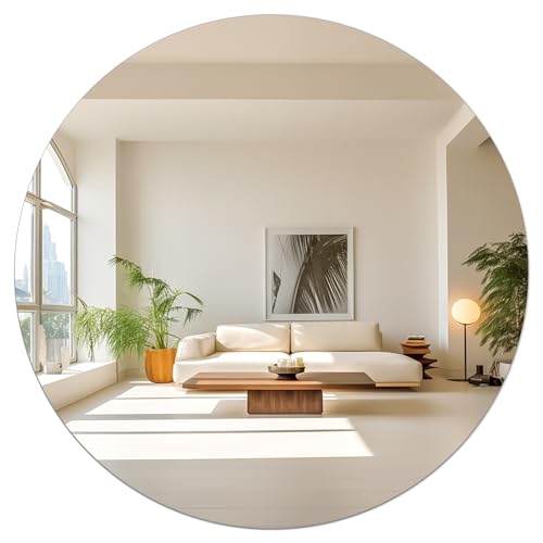 TSKDKIT 30cm Wandspiegel Rund Selbstklebender Glasspiegel HD Dekorative Wandspiegel Rahmenlos Spiegel Groß für Gäste WC, Badzimmer, Ankleidezimmer, Wohnzimmer etc