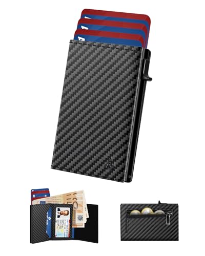 dwnkove Kartenetui Herren, Slim Wallet mit Münzfach & RFID Schutz & ID-Fenster, Pop-Up Smart Wallets for Men, Leder Portmonee Geldbeutel kartenetui für Karten, Kreditkartenetui Herren Fahrrad (BMR-01