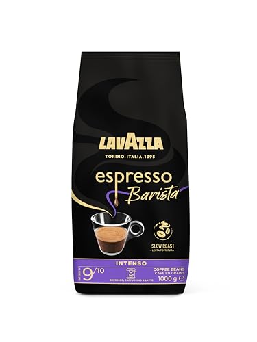Lavazza, Espresso Barista Intenso, ganze Arabica und Robusta Kaffeebohnen, mit Kakao- und Holzaromen, für einen intensiven Kaffee, Intensität 9/10, mittlere Röstung, 1 kg Packung