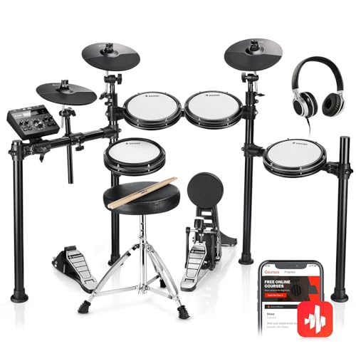 Donner DED-200 E-Drum-Sets, E-Schlagzeug mit 450 Sounds, USB-MIDI-Konnektivität, Drum Throne/Sticks/Kopfhörer/Audiokabel, Weihnachtsgeburtstagsgeschenk