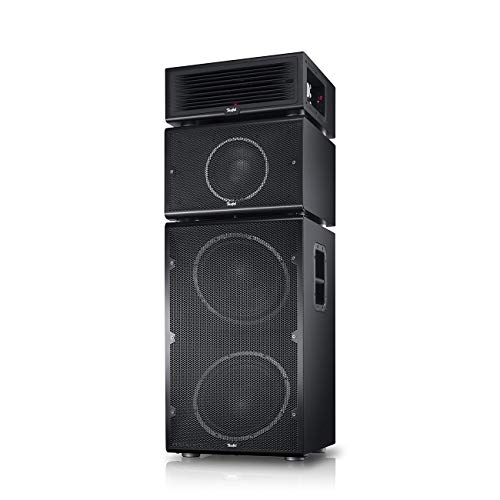 Teufel Power HiFi Modulares Bluetooth Lautsprecher-System, DJ-Beschallungsanlage, 440 W, Umfangreiche Anschlüsse, 2 Subwoofers, Konzerterlebnis ins Wohnzimmer - Schwarz