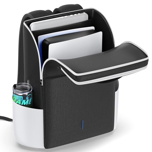 Rysker Rucksack für PS5 / Slim / Pro-Konsole, voller Schutz für PS5-Tasche, große Kapazität für Dual Controller, PS Portal, Laptop und Spielkarten