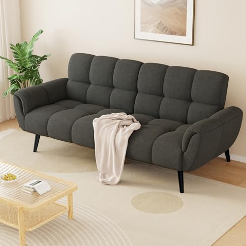 JIEXI Sofa Mit Schlaffunktion, Klappsofa Sofa 3 Sitzer, Schlafsofa 155x85cm, Bequemes Geeignet Für Wohnzimmer, Büro, Zimmer, Schlafzimmer, Lounge(Dunkelgrau)